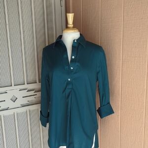 Chico's Teal Button-Down Tunic Top